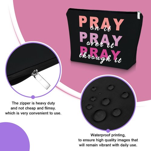 Sazuwu Christian Gifts: Black Makeup Bag - Faith & Inspirational Gifts for Women, Mom, Birthday & Christmas