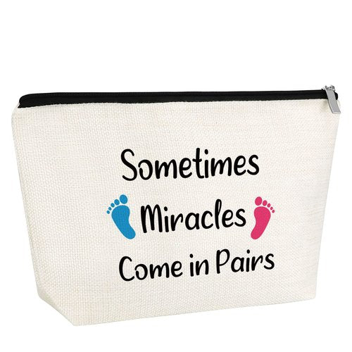 Gfhzdmf Twin Mom Gift Twins Mama Gift for Women Mom Makeup Bag Mommy To Be Pregnancy Announcement Gift for Twins Mother New Mom Cosmetic Bag Mother's Day Christmas New Year Gift for Her Friend Mommy