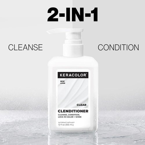 Keracolor Clenditioner Cleansing Conditioner - Color Protecting, Keratin-Infused Co-Wash | Clear, 2 Sizes Available