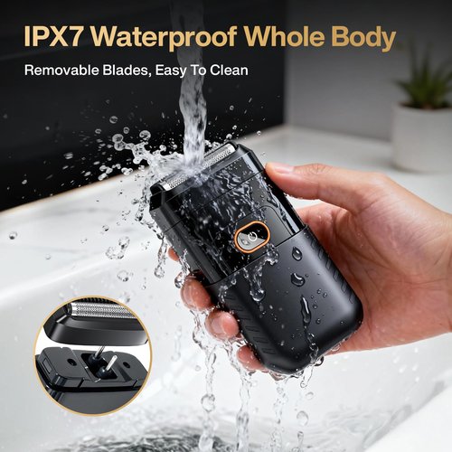 Electric Foil Shavers for Men, Mini Electric Razor for Face, IPX7 Waterproof Cordless Razor with LED Display & Fast Charge, Micro-Comb Technology & Precision Blades