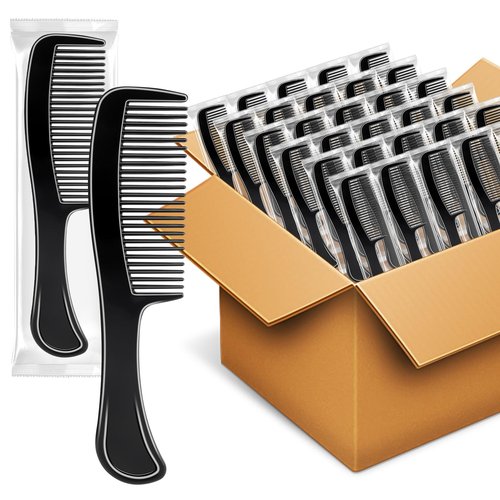 HOFASON 200 Pcs Bulk Hair Combs Individually Wrapped for Women, Kids, Men Beard, Professional Wide Tooth Comb for Hair Styling, Travel, Homeless, Hotel, Shelter, Nursing Home and Church (Black)