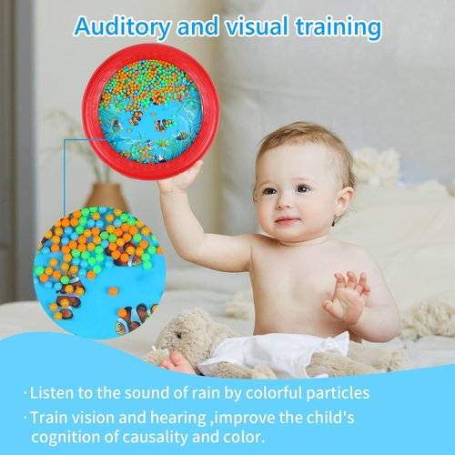 Musfunny Ocean Drum | Gentle Sea Sound Music Instrument for Kids - Red Educational Toy