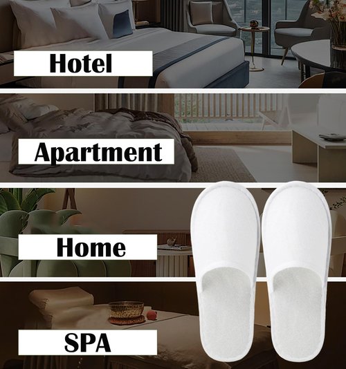 Nexboraque 30 Pairs 10.5 Inch Disposable Slipper for Guests, White Spa Slippers Bulk House Slippers Non Slip Closed Toe Travel Footwear for Hotel Guests Women Men, Medium