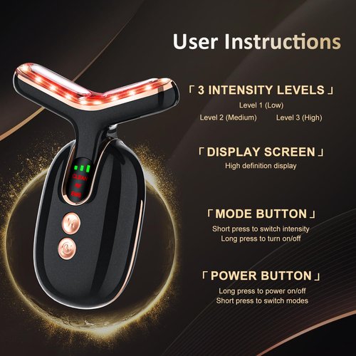 Facial Massager Red-Light-Therapy-for-Face, Neck Skin- Face Wand Tool, TENS L E D Facial Beauty Device Portable at-Home Face Tool for Skin Care
