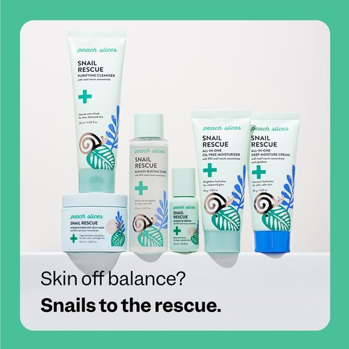 Peach Slices - Snail Rescue Purifying Cleanser (4.05 oz) - Snail Mucin Concentrate - Cleanse & Refresh Skin - Pine Bark, Hyaluronic Acid & Cica - Vegan & Cruelty Free - Korean Skin Care & Beauty