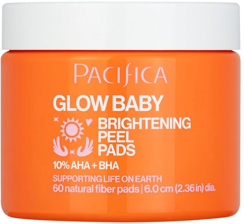 Pacifica Brightening Glow Peel Pads - 60 Count for Radiant Skin and Even Tone