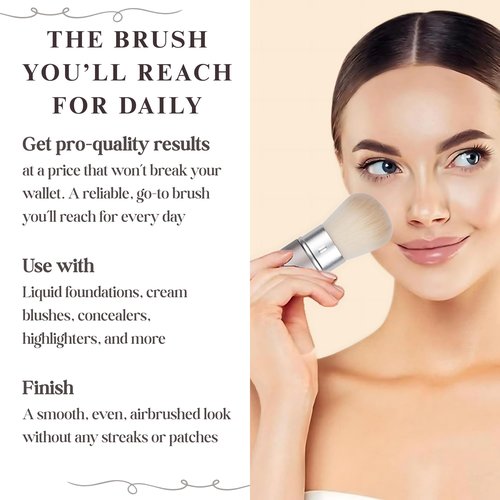 Retractable Kabuki Makeup Brush - Blender Brush for Powder, Cream, Liquid Foundation, Sunscreen, Blush Blending & Bronzer - Professional Make Up Brush - Full Face Makeup Brush - Vegan & Cruelty Free