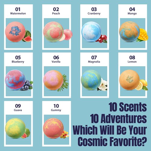 20 Pack Galaxy Bath Bombs for Kids with Space Explorer Toys, Cosmic Adventure Kids Bath Bombs with Astronauts, Rockets, Planets & Glow-in-The-Dark Aliens Inside,End-of-School Year Gifts