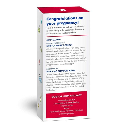 Mustela Maternity Skincare Set | Nursing Comfort Balm & Stretch Marks Cream - Fragrance-Free, Natural Ingredients - 2 Items