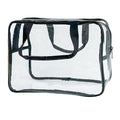 TotePrint PVC Clear Pure Color Transparent Large Zipper Cosmetic Pouch Travel Makeup Cosmetic Bag with Handle for Travel Bathroom Toiletry Organizer (Clear+Black Handle)