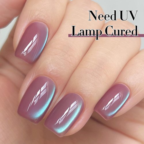 Double Rhythm Cat Eye Gel Polish - 15ML Holographic Glitter in Plum Purple | Salon Quality Soak Off