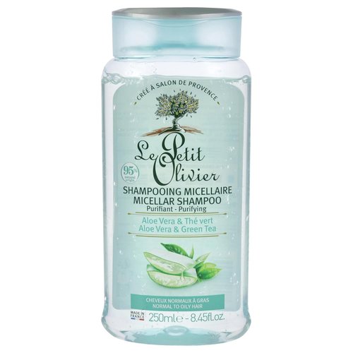 Le Petit Olivier Purifying Micellar Shampoo - Aloe Vera & Green Tea - Cleanses & Reduces Sebum - 8.45 Oz