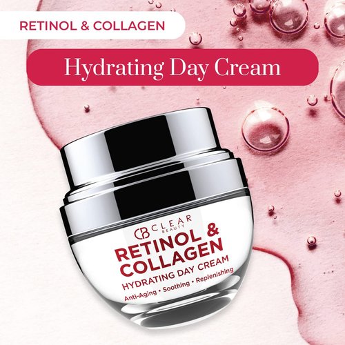 Clear Beauty Retinol & Collagen Face Moisturizer - Dermatologist Tested, Anti Aging Korean Skin Care - Firming Day Cream, Smooths Lines, Hydrates & Minimizes Pores - Vegan, Clean Beauty - 1.69 Fl Oz