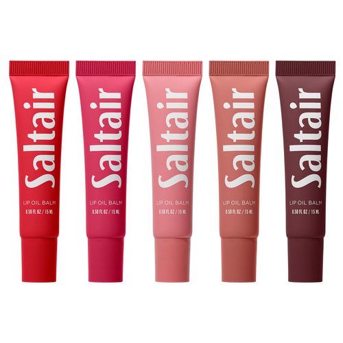Saltair Hydrating Lip Oil Balm, Clear and Tinted Lip Gloss, Everyday Shades 5-Pack. Moisturizing Vegan Conditioning for Dry Cracked Lips with Glossy High-Shine Finish. Coconut Vanilla Flavor