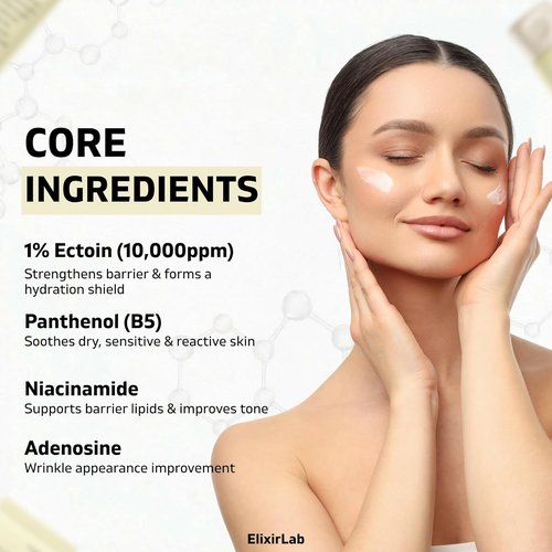 Ectoin Cream 10,000ppm - Korean Barrier Repair Moisturizer with Panthenol & Niacinamide | Fragrance-Free for Sensitive Skin | 1.69 fl oz