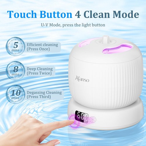 Ultrasonic Retainer Cleaner, 50kHz Retainer Cleaner Machine for Dentures, Aligners, Mouth Guards, Braces, Jewelry, 4 Modes Digital Ultrasonic Cleaners with Removable Base and Top Cover