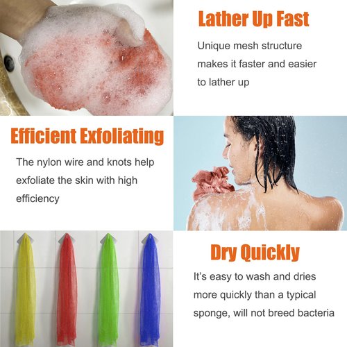 Unifab African Net Sponge Real African Exfoliating Net Bath Sponge Wash Cloth Exfoliating Washcloth African Net Cloth Body Scrubber for Shower Pink and Black