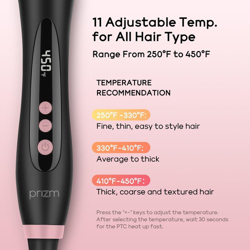 Prizm Pro Clamp Curling Iron Set,Bubble Wand,Tapered Curling Iron 5 Interchangeable Barrel Curling Wand,Hair Wand 11 LCD Adjustable Temp,0.6 to 1.25 Inch,Travel Dual Voltage Rose Pink