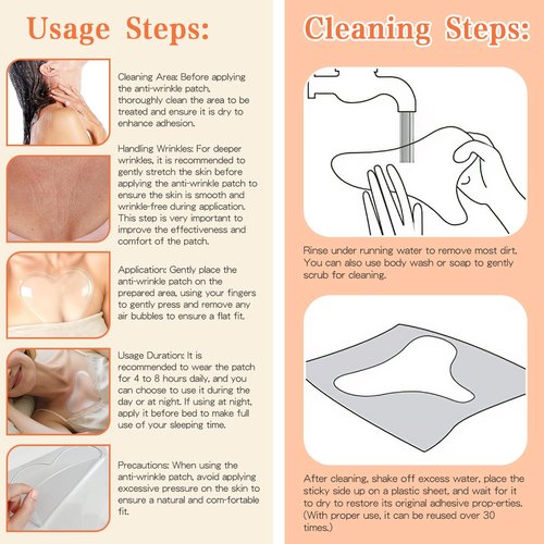 2 Pcs Silicone Chest Wrinkle Pads, Reusable Overnight Anti Wrinkle Patches, Neck Tape Lifting Invisible Anti Chest Wrinkles Chest Pads, An-ti Aging Silicone Patches For Wrin-kles, (1.5 Month Supply)