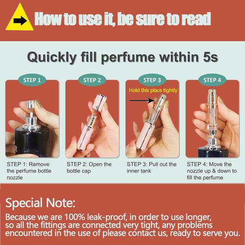SAWOHO Travel Perfume Bottle Refillable,Valentine's Day Gift Perfume Travel Refillable Mini Spray Bottles Leather Cologne Dispenser, Portable Empty Spray Bottle Dispense Filling Atomizer 5ml (Golden)