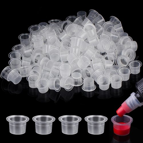 Tattoo Ink Caps Cups Medium - Autdor 1000pcs Tattoo Cups Pigment Caps Disposable Tattoo Ink Cups for Microblading Permanent Makeup Tattoo Pigment Clear Holder Container Caps Tattoo Supplies