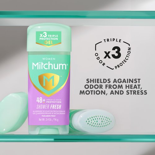 Mitchum Women’s Triple Odor Protection Antiperspirant & Deodorant Gel, Shower Fresh, 48HR Protection, 2.25 oz