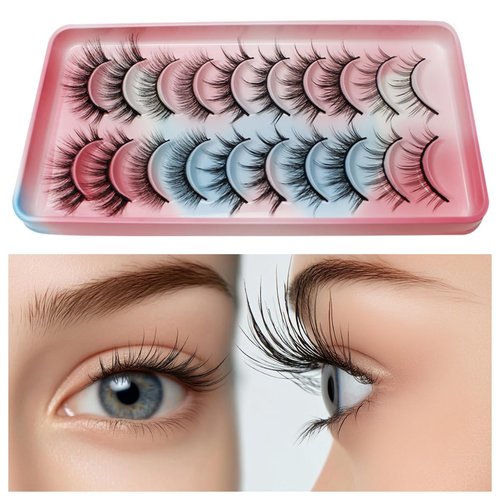 False Eyelashes, Natural lashes Wispy Mink Lashes Fluffy Eye Lashes,Mink Lashes,Lash Strips that Look Like Extensions 10 Pairs Pack