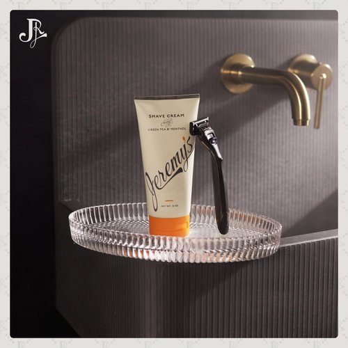 Jeremy’s Razors Shaving Cream for Men - All Natural Shave Cream With Green Tea & Menthol - Rich Lather For Face, Body, Head, Travel, Sensitive Skin & Razor Burn - Men's Grooming (Made in USA, 6 Fl Oz)