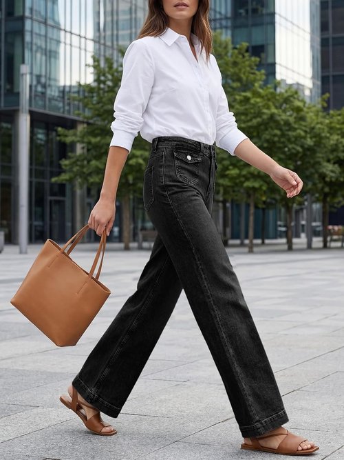 Cicy Bell Wide Leg Jeans - Casual High-Waisted Denim Pants with Pockets | Summer Baggy Style
