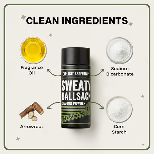 Explicit Essentials Ball Powder for Men - Talc-Free Anti-Chafing & Sweat-Absorbing Moisture Control