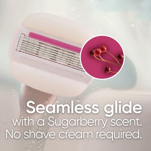 Gillette Venus Comfortglide plus Olay Sugarberry Women's Razor with Rose Gold Metal Handle + 4 Blade Refills, Holiday Gifts for Women