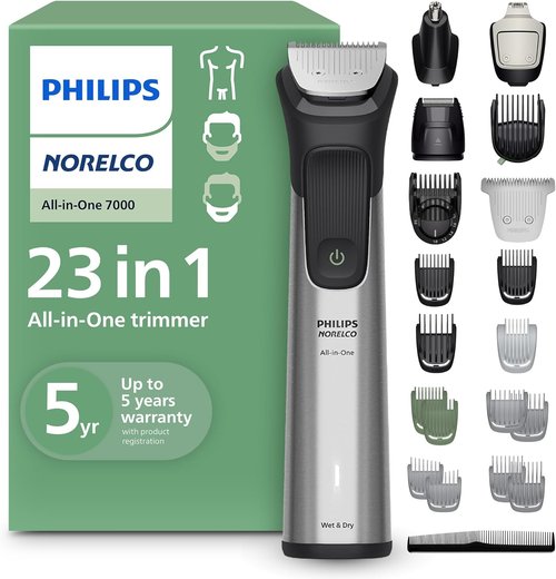 Philips Norelco All-in-One Series 7000 Trimmer - 23-Piece Electric Shaver & Clipper with Titanium Blades, 26 Length Settings (0.5-16 mm), MG7970/49