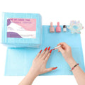 BOMOQING 125Pcs Disposable Nail Paper Towels for Acrylic, 3 Ply Foldable Nail Table Mat, Waterproof Nail Art Practice Sheet Clean Pads Napkins, Nail Supplies for Manicure Salon or Home Use (Blue)