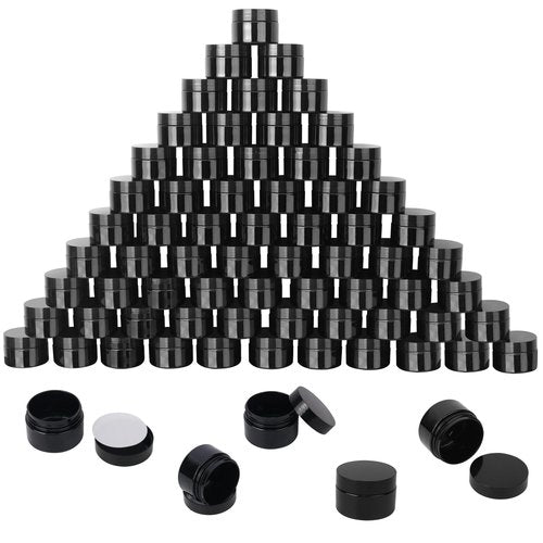 72 Packs 4 OZ Black Plastic Jars with black Lids, Body Butter Containers, Cosmetic Containers jars for Kitchen Ingredients, beads, sequins, Lotion, Cream, DIY Crafts and More by KUKLIPJIM