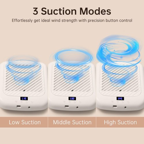 Nail Dust Collector CHRISTINE SHELLY, Cordless Rechargeable 4500RPM Vacuum Nail Tech Fan Extractor, 7200mAh Professional Duster Suction, Low Noise for Women Girl Gift
