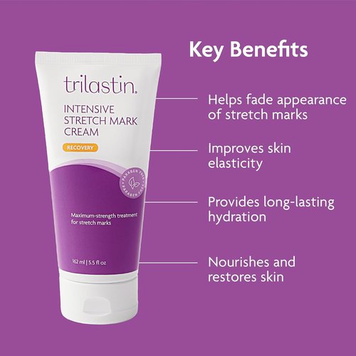 TriLASTIN Stretch Mark Cream - Hydrating Body Lotion with Collagen, Niacinamide & Vitamin E | Unscented - 5.5 oz