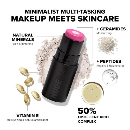 Nudestix Nudies Matte + Glow Core - Dual-Core Cream Blush Stick for Cheeks, Eyes & Lips | Hydrating Formula with Ceramides & Peptides