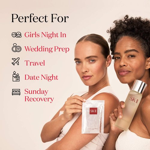SK-II Glow Up Duo Anti-Aging Skin Care Set - Includes Facial Treatment Essence Skincare & 3 Hydrating Face Masks - Targets the Appearance of Fine Lines, Sun Spots & Dull Skin (4 Count)