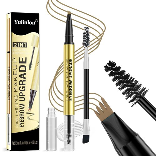 Skiennix 2-In-1 Long-Lasting Eyebrow Pencil & Brow Gel - Light Brown & Dark Brown Shades