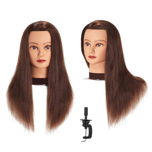 Headstar 24-26" Human Hair Mannequin Head - Hairdresser Training Head for Practice Cutting & Braiding