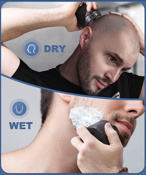 Head Shavers for Bald Men, 10000 RPM High-Speed 6D Magnetic Razor, IPX8 Waterproof Wet/Dry Shaving, Hypoallergenic Blades, LED Display & Storage Case, Deep Black