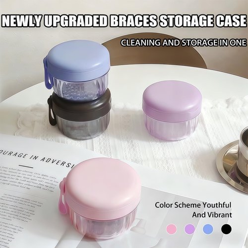 Denture Case, Leak-Proof Denture Bath Cup for Travel, Large-Capacity Denture Storage Cup, Comprehensive Cleaning Kit for Dentures, Retainers and Night Guards