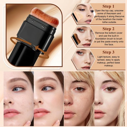 Skiennix Foundation Stick - Dual-Ended 2-in-1 Longwear & Waterproof Concealer for Dark Circles & Blemishes, 2.09 oz (04#)