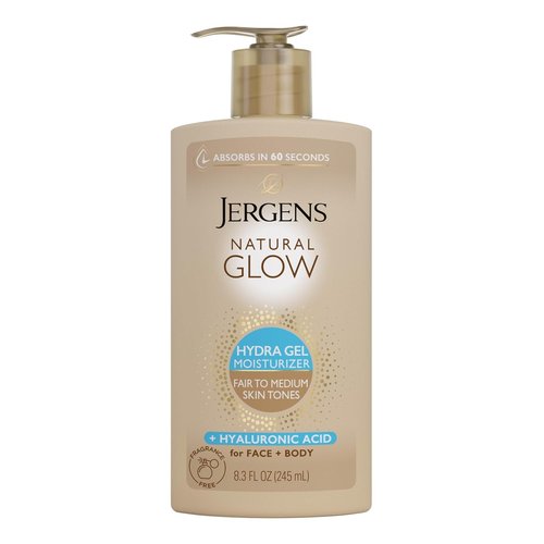Jergens Natural Glow Hydra Gel Moisturizer - Fragrance-Free Tanning Lotion for Fair to Medium Skin Tones | 8.3 Fl Oz