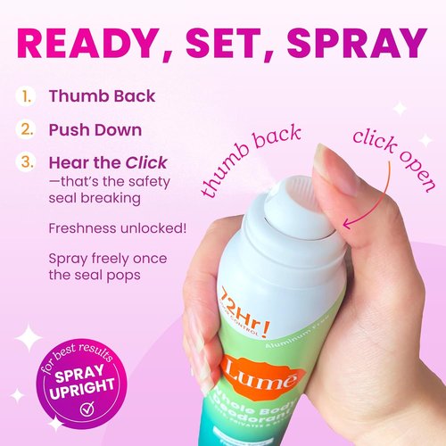 Lume Invisible Spray Deodorant For Women - 72 Hr Odor Control | Aluminum-Free & Natural Propellant - 3.6 oz Clean Tangerine