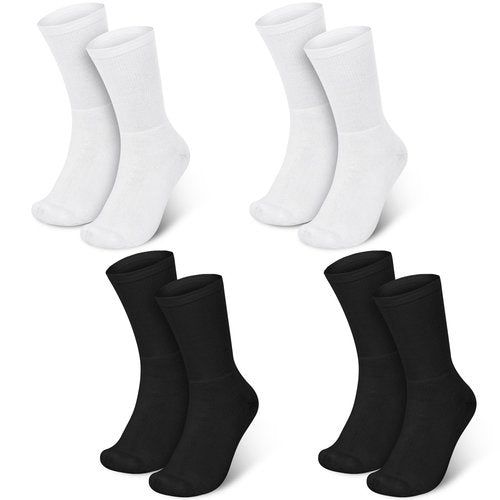 Silicherry 4 Pairs Cotton Soft Eczema Socks White and Black Hydrating Moisturizing Therapy Cotton Socks Eczema Relief for Adult Wet Wrap Non Itch Soft Feet Treatment