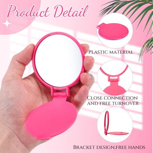 Saysurey 24 Pcs Mini Rose Red Compact Mirror Bulk for Women Small Round Portable Rose Red Mirror Makeup Folding Pocket Travel Accessories for Graduation Party Favor Coworker Nurse, 2.8 x 2.4 Inch