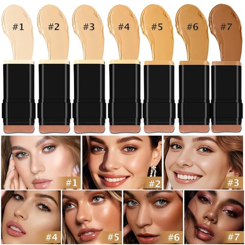 Skiennix Foundation Stick - Dual-Ended 2-in-1 Longwear & Waterproof Concealer for Dark Circles & Blemishes, 2.09 oz (04#)