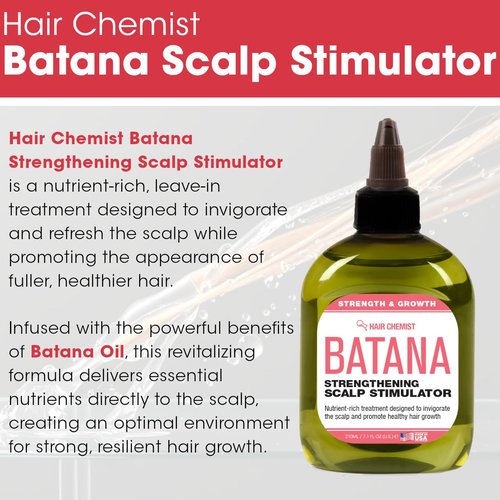 Hair Chemist Batana Strengthening 4-PC Shampoo & Conditioner Collection - Includes 33.8oz Shampoo, 33.8oz Conditioner, 7.1oz Hair Oil AND 7.1oz Scalp Stimulator -