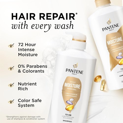 Pantene Shampoo & Conditioner Set - Daily Moisture Renewal for Dry, Color-Treated Hair | 52.8 Oz + Miracle Rescue Shot (0.5 Oz)